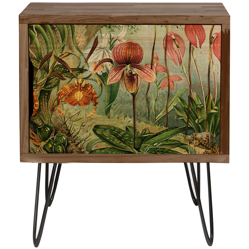 Тумба с цветочным изображением Floral Wood Nightstand 2 Коричневый Зеленый Красный Тумба с цветочным изображением Floral Wood Nightstand 2 Коричневый Зеленый Красный в Орле | Loft Concept