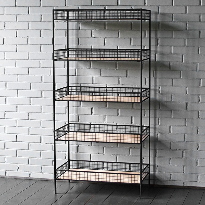 Стеллаж Keith Industrial Metal Rust Rack Черный Древесина Стеллаж Keith Industrial Metal Rust Rack Черный Древесина в Орле | Loft Concept