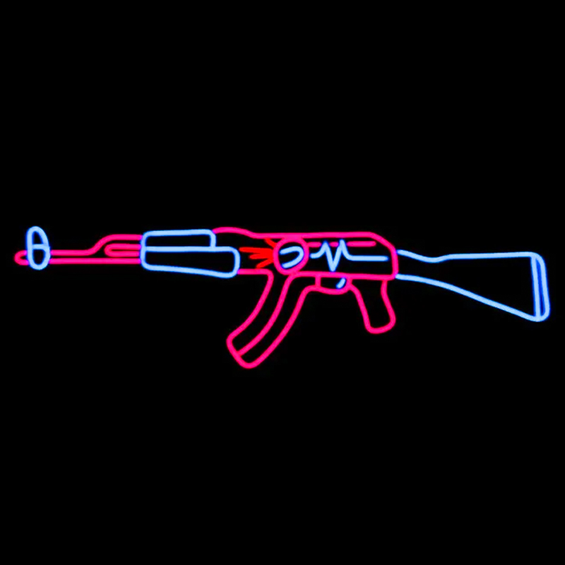 Неоновая настенная лампа Machine Gun Neon Wall Lamp Прозрачный Розовый Голубой Неоновая настенная лампа Machine Gun Neon Wall Lamp Прозрачный Розовый Голубой в Орле | Loft Concept