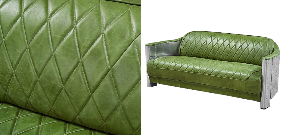Диван Авиатор Sofa 2 seat зеленая кожа Диван Авиатор Sofa 2 seat зеленая кожа - Loft-Concept в Орле
