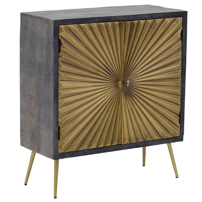 Комод с рельефным фасадом Loritz Sun Chest of Drawers Золотой Черный Комод с рельефным фасадом Loritz Sun Chest of Drawers Золотой Черный в Орле | Loft Concept