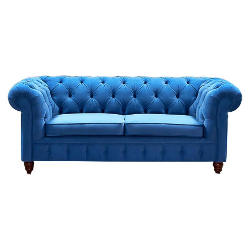 Диван Mini Kensington double blue velor Светло-синий Коричневый в Орле | Loft Concept 