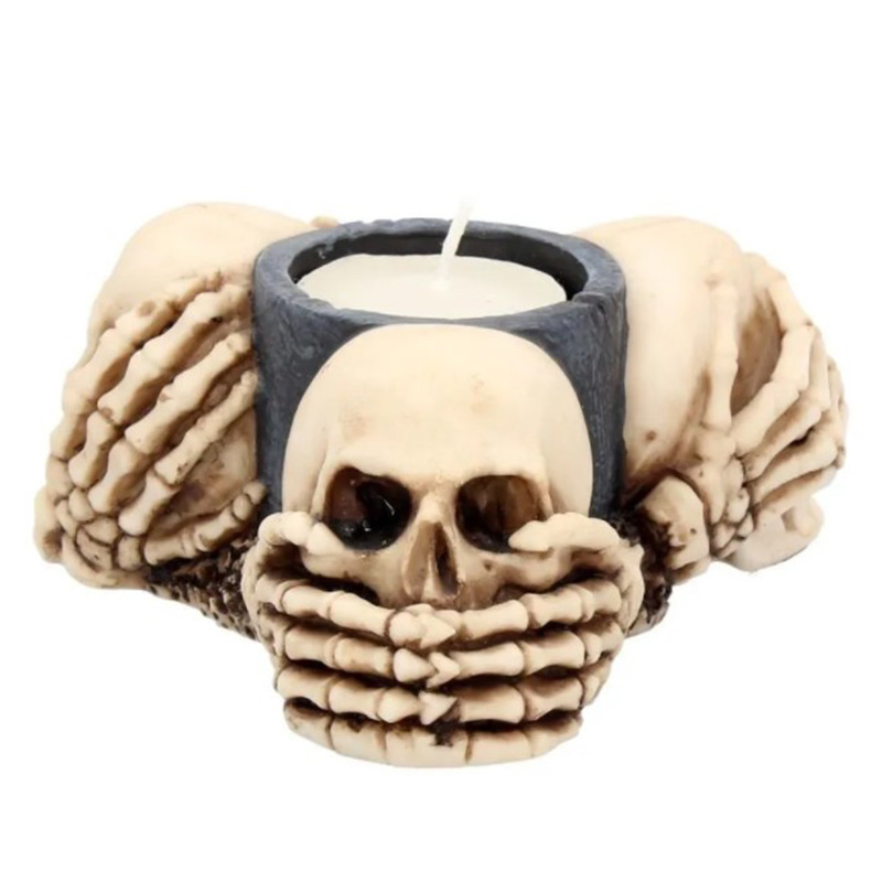 Подсвечник Three Wise Skulls Черный Бежево-серый в Орле | Loft Concept 