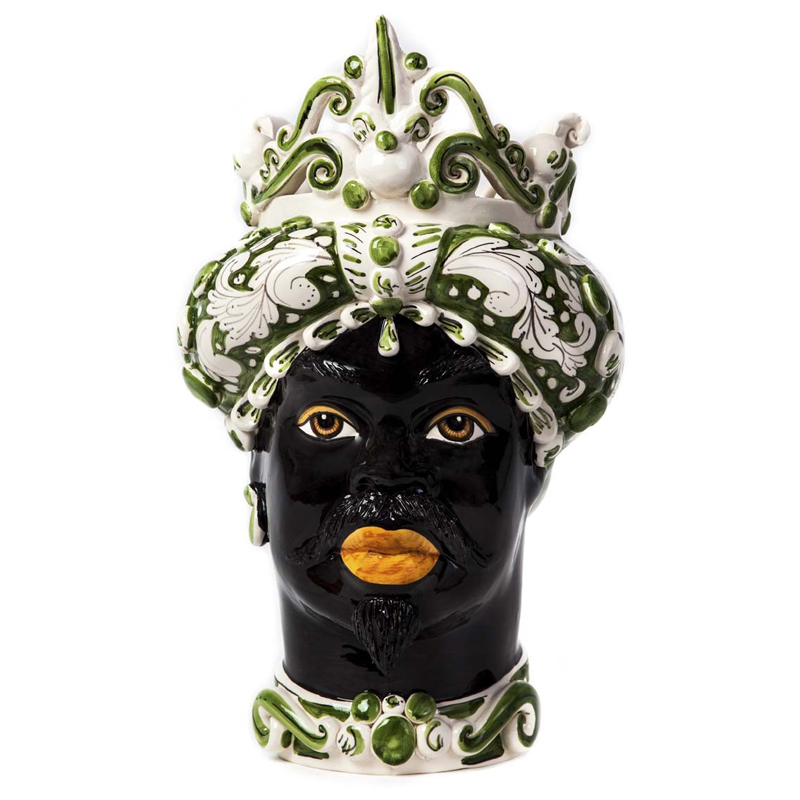 Ваза VASE MORO MAN MEDIUM green Черный Белый Зеленый Ваза VASE MORO MAN MEDIUM green Черный Белый Зеленый в Орле | Loft Concept