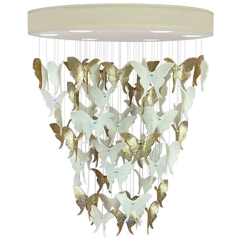 Люстра Золотые Бабочки Жемчужно-серая база Night Butterflies Chandelier Gold Бежево-серый Белый Золотой Люстра Золотые Бабочки Жемчужно-серая база Night Butterflies Chandelier Gold Бежево-серый Белый Золотой в Орле | Loft Concept