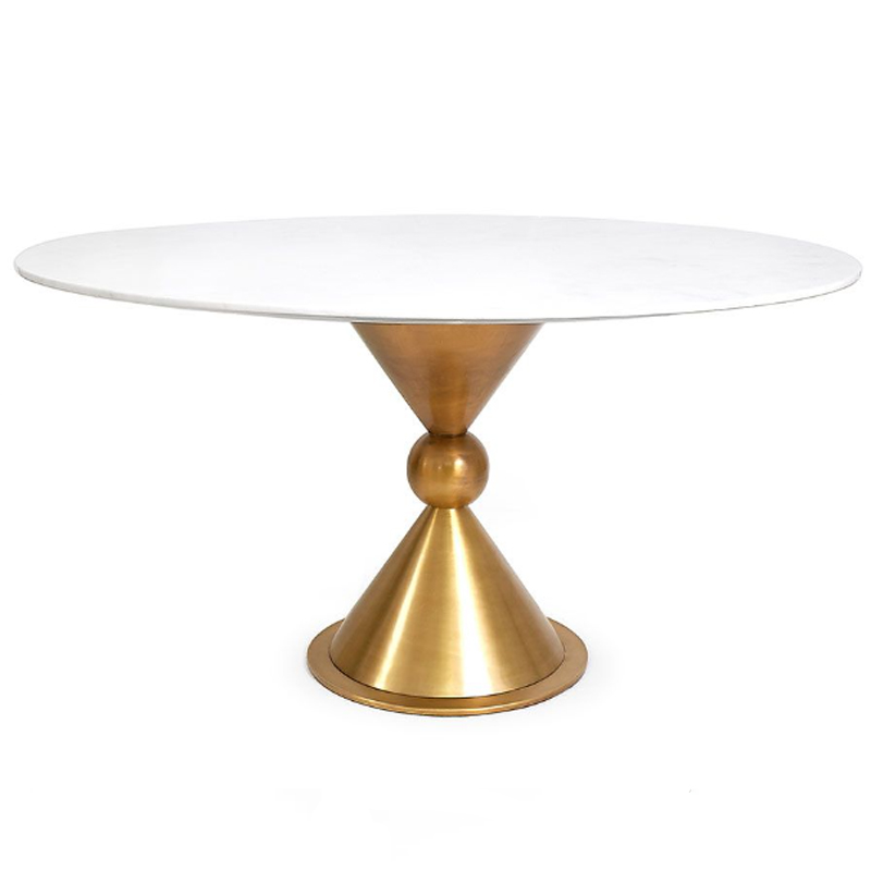 Обеденный стол Jonathan Adler Caracas Dining Table Латунь Белый Мрамор Bianco в Орле | Loft Concept 