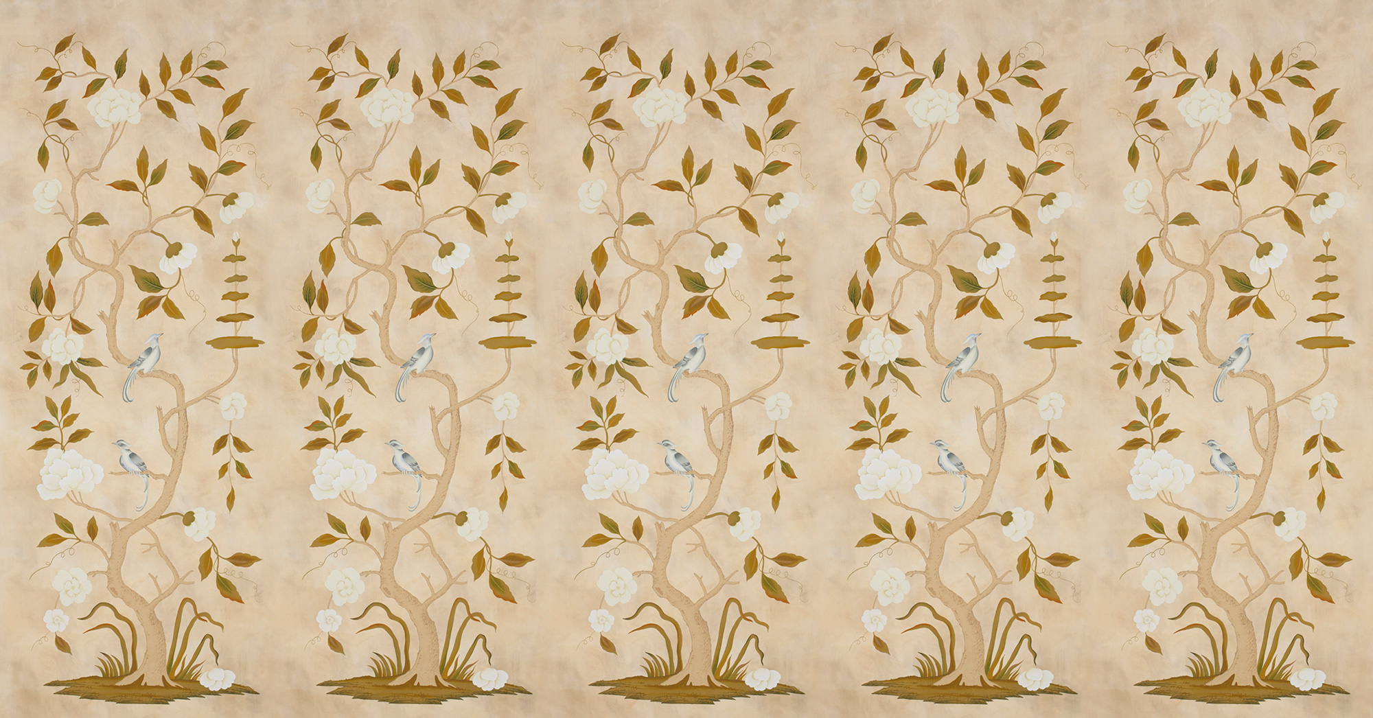 Обои ручная роспись Gustavian Tree of Life Special Colourway on Edo custom white painted silk Обои ручная роспись Gustavian Tree of Life Special Colourway on Edo custom white painted silk - постер Loft-Concept в Орле