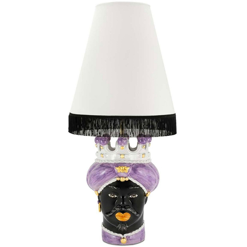 Настольная лампа Table Lamp Moro Man Medium New Violet and White Белый Черный Сиреневый Золотой Настольная лампа Table Lamp Moro Man Medium New Violet and White Белый Черный Сиреневый Золотой в Орле | Loft Concept