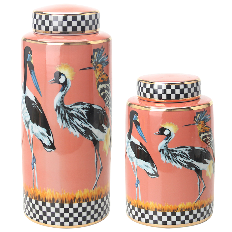 Ваза с крышкой Storks Vase Розовый Лососёвый Черно-белый Мульти Ваза с крышкой Storks Vase Розовый Лососёвый Черно-белый Мульти в Орле | Loft Concept