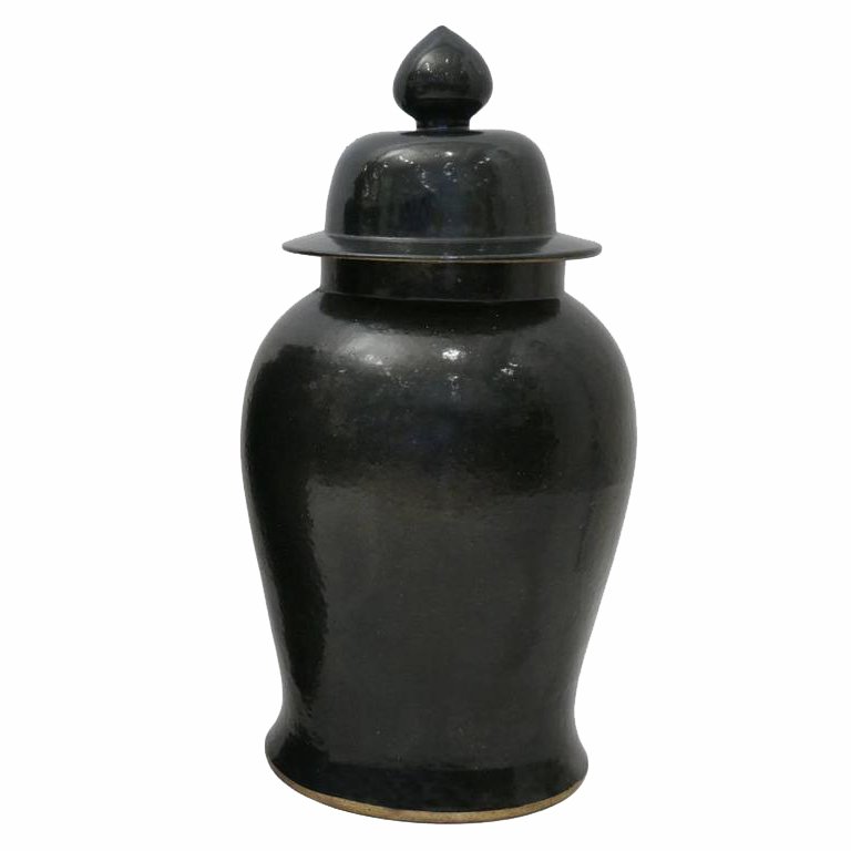 Ваза Black Ceramic Chinese Jars with Lids Черный Ваза Black Ceramic Chinese Jars with Lids Черный в Орле | Loft Concept