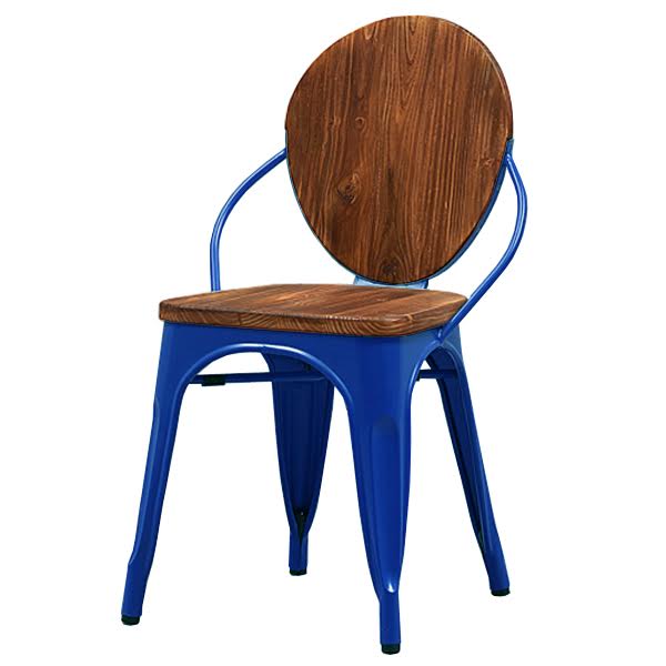 Стул Tolix chair Wooden Blue Дуб темный Синий в Орле | Loft Concept 