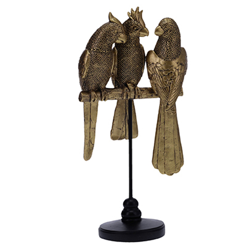 Статуэтка Three Golden Parrots Золотой Черный Статуэтка Three Golden Parrots Золотой Черный в Орле | Loft Concept