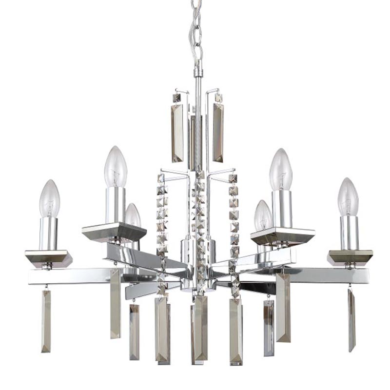 Люстра Vivien Crystal Chrome Chandelier 6 Хром Серый Люстра Vivien Crystal Chrome Chandelier 6 Хром Серый в Орле | Loft Concept