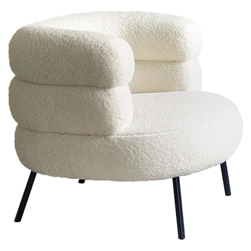 Кресло Boyle White Boucle Armchair Белый Черный Кресло Boyle White Boucle Armchair Белый Черный в Орле | Loft Concept