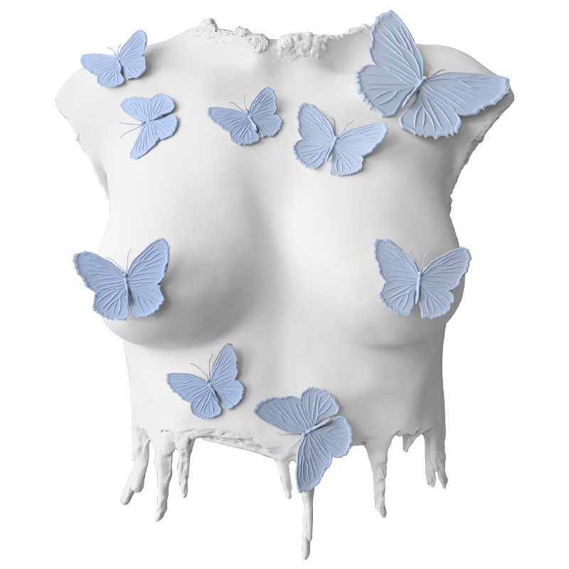 Аксессуар на стену Sculpture Female Torso Butterflies Белый Голубой Аксессуар на стену Sculpture Female Torso Butterflies Белый Голубой в Орле | Loft Concept