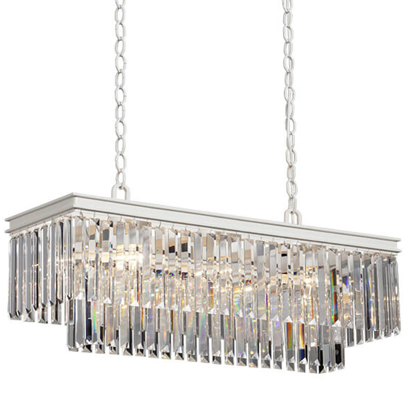 Люстра RH 1920s Odeon Clear Glass Rectangular Chandelier White iron Длина 80 Белый Прозрачное Стекло Люстра RH 1920s Odeon Clear Glass Rectangular Chandelier White iron Длина 80 Белый Прозрачное Стекло в Орле | Loft Concept