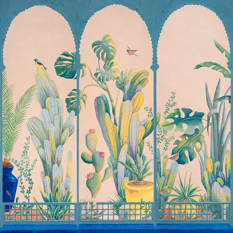 Обои ручная роспись Jardin Marrakech Majorelle on painted Xuan paper Обои ручная роспись Jardin Marrakech Majorelle on painted Xuan paper в Орле | Loft Concept