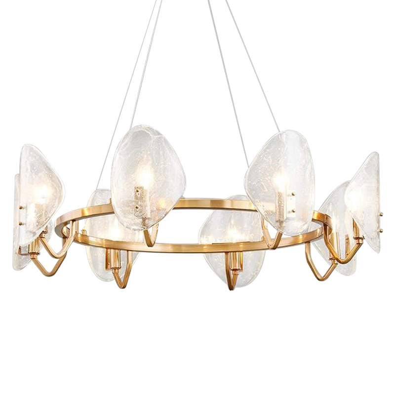 Люстра Nazaire Glass Chandelier Латунь Прозрачное Стекло Люстра Nazaire Glass Chandelier Латунь Прозрачное Стекло в Орле | Loft Concept
