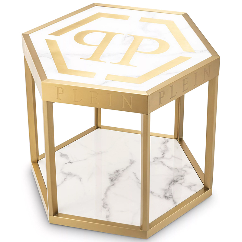 Приставной стол Philipp Plein Side Table Billionaire Золотой Белый Мрамор Bianco Приставной стол Philipp Plein Side Table Billionaire Золотой Белый Мрамор Bianco в Орле | Loft Concept