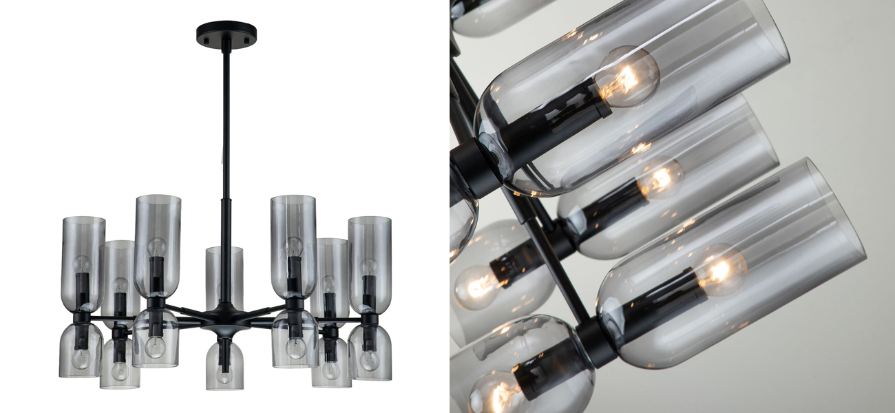 Люстра с плафонами из дымчато-серого стекла Light Maker Studio 14 Ламп - фото