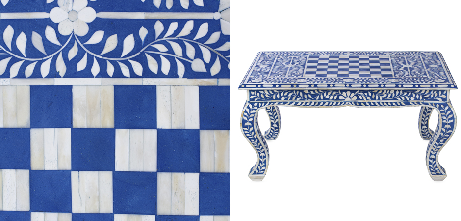 Стол синий отделка кость BLUE BONE INLAY CHESS COFFEE TABLE Стол синий отделка кость BLUE BONE INLAY CHESS COFFEE TABLE - Loft-Concept в Орле