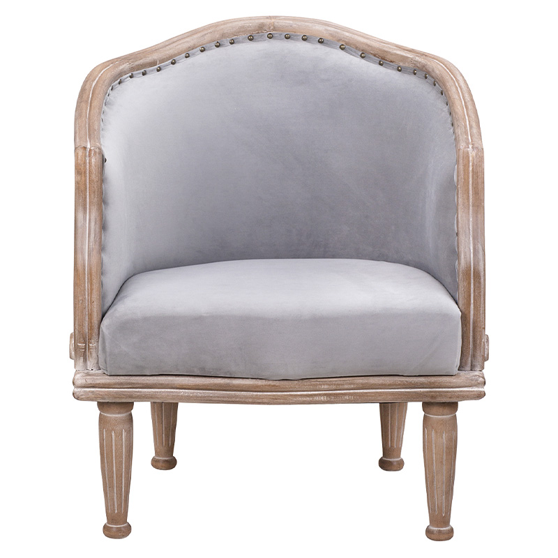 Кресло низкое с мягкой обивкой из велюра на 4-х деревянных ножках Emile Armchair grey Серый Коричневый Кресло низкое с мягкой обивкой из велюра на 4-х деревянных ножках Emile Armchair grey Серый Коричневый в Орле | Loft Concept