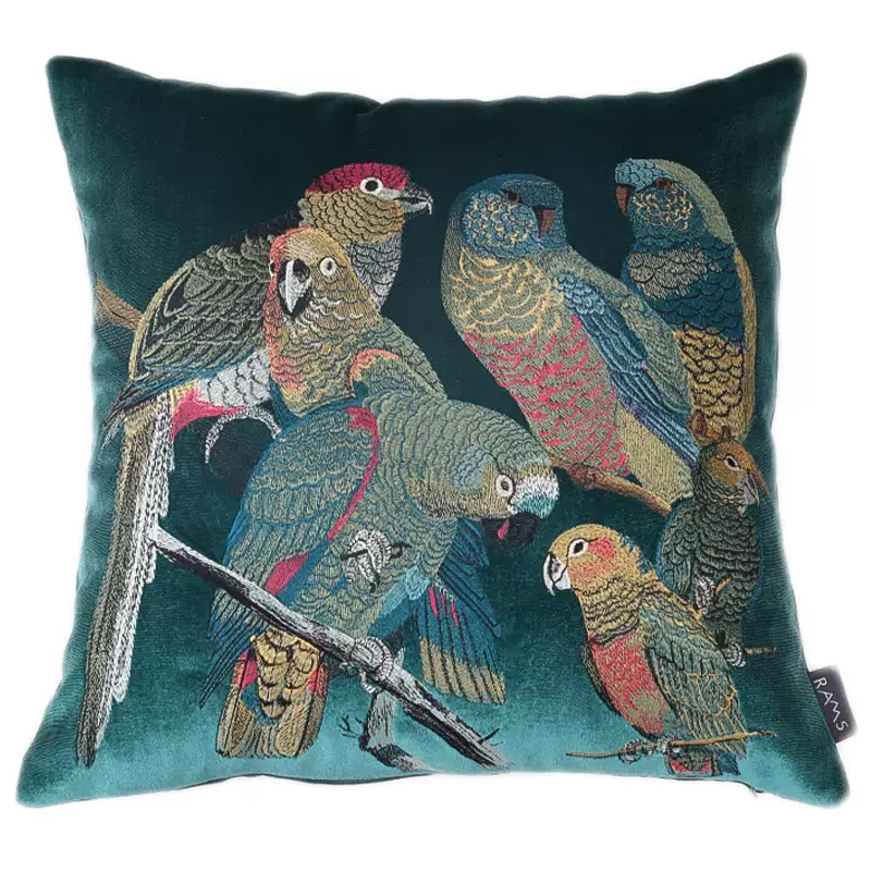 Декоративная подушка с вышивкой Embroidery Parrots Pillow Green Зеленый Мульти Декоративная подушка с вышивкой Embroidery Parrots Pillow Green Зеленый Мульти в Орле | Loft Concept