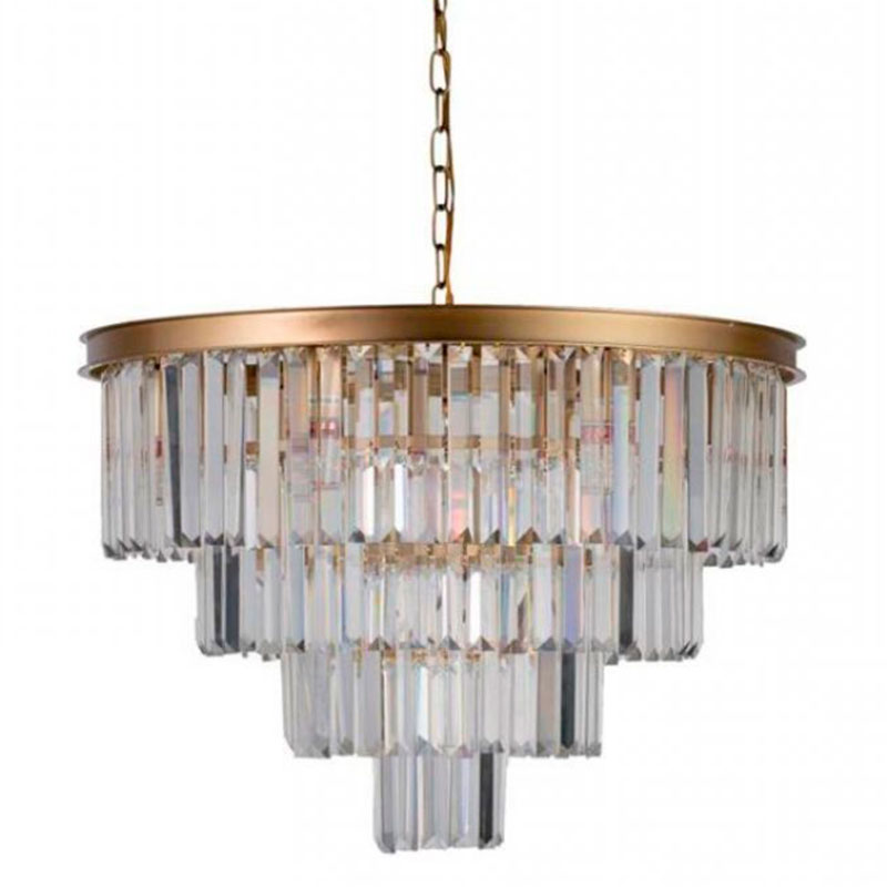 Круглая Люстра RH 1920s Odeon GOLD iron Four Layers Серое Прозрачное диаметр 60 см Золотой Прозрачное Стекло в Орле | Loft Concept 