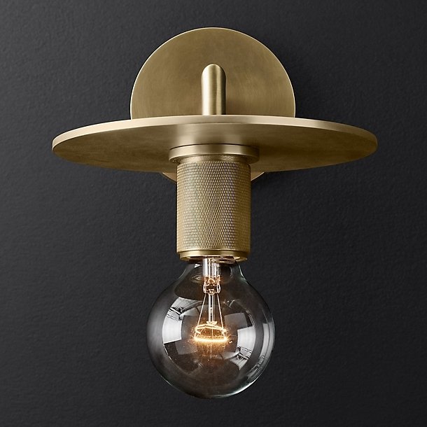 Бра RH Utilitaire Knurled Disk Shade Sconce Brass Латунь Бра RH Utilitaire Knurled Disk Shade Sconce Brass Латунь в Орле | Loft Concept