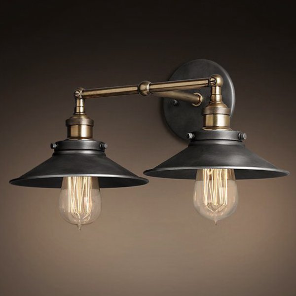 Бра Loft Cone 20th c.Factory filament Pendant Double Бронза Черный Бра Loft Cone 20th c.Factory filament Pendant Double Бронза Черный в Орле | Loft Concept