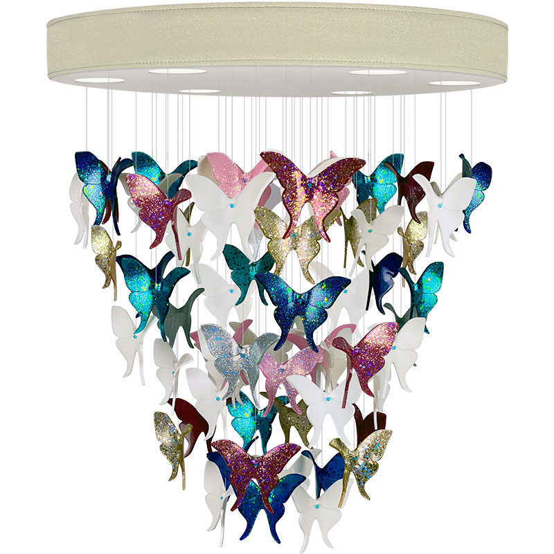 Люстра Цветные Бабочки Жемчужно-серая база Night Butterflies Chandelier Multi Color Бежево-серый Мульти Люстра Цветные Бабочки Жемчужно-серая база Night Butterflies Chandelier Multi Color Бежево-серый Мульти в Орле | Loft Concept