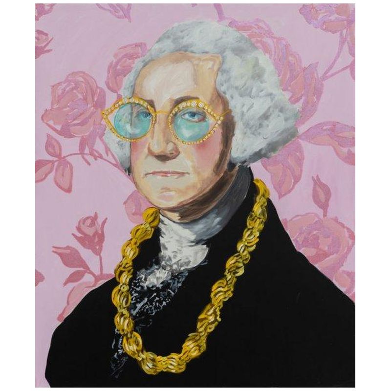 Картина George Washington with Donkey Rope and Pink Floral Background Мульти Картина George Washington with Donkey Rope and Pink Floral Background Мульти в Орле | Loft Concept