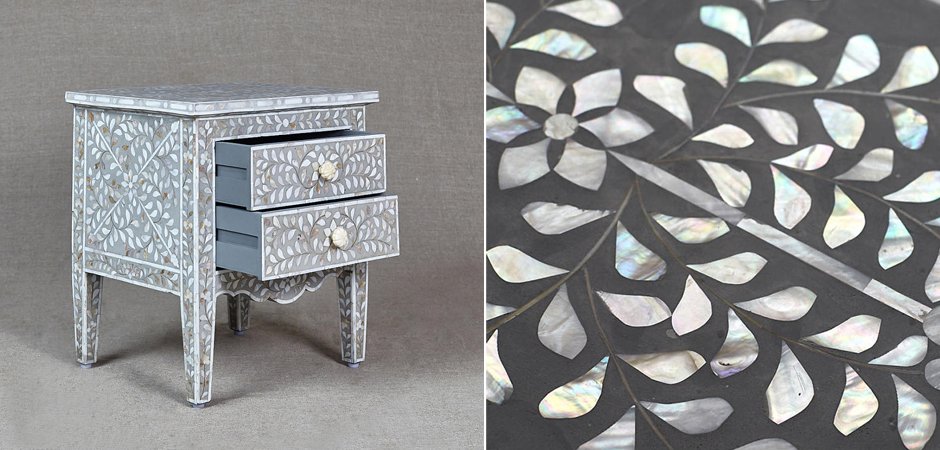 Комод инкрустация перламутром Inlaid Bone Openwork Gray Серый Комод инкрустация перламутром Inlaid Bone Openwork Gray Серый - Loft-Concept в Орле