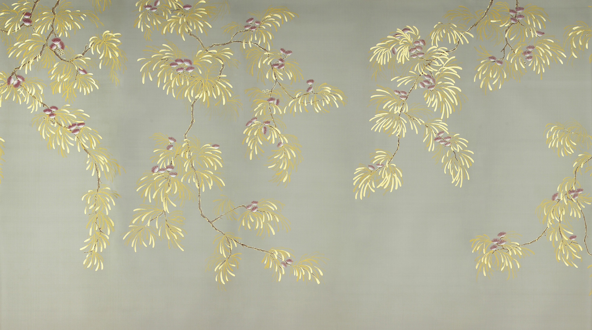 Обои ручная роспись Silk Tree Colourway SC-80 on Pale Grey dyed silk Обои ручная роспись Silk Tree Colourway SC-80 on Pale Grey dyed silk - постер Loft-Concept в Орле