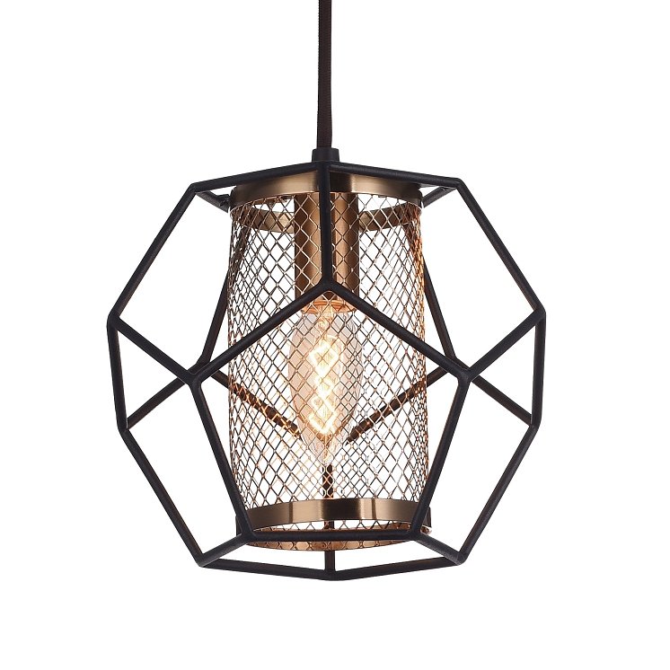 Подвесной светильник Octagrid Pendant Золотой Черный Подвесной светильник Octagrid Pendant Золотой Черный в Орле | Loft Concept