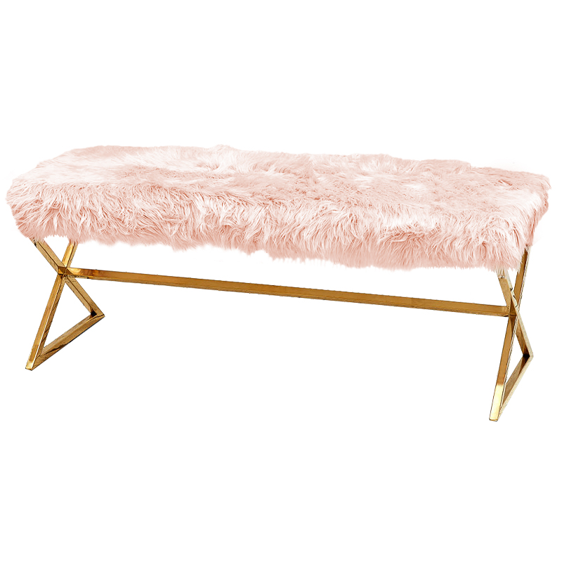 Банкетка из искусственного меха Phyllis Banquet Pink Gold Розовый Золотой Банкетка из искусственного меха Phyllis Banquet Pink Gold Розовый Золотой в Орле | Loft Concept
