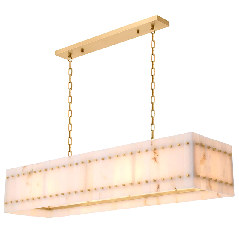 Люстра Eichholtz Chandelier Ruby Rectangular Alabaster Латунь Бежевый Белый Мрамор Bianco Люстра Eichholtz Chandelier Ruby Rectangular Alabaster Латунь Бежевый Белый Мрамор Bianco в Орле | Loft Concept