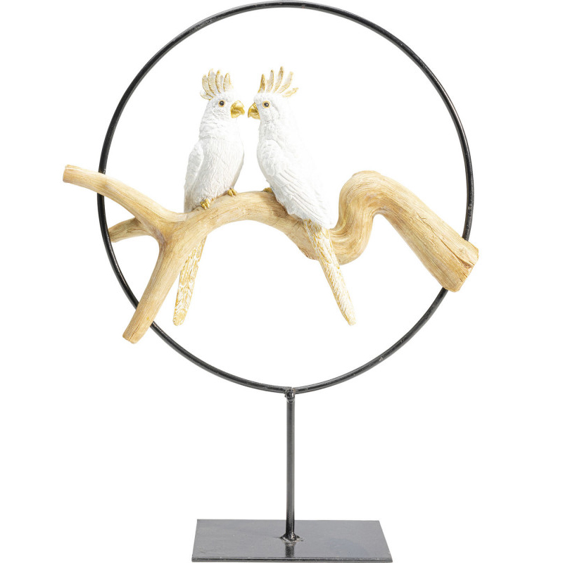Статуэтка White Parrots in a ring Белый Древесина Черный Статуэтка White Parrots in a ring Белый Древесина Черный в Орле | Loft Concept