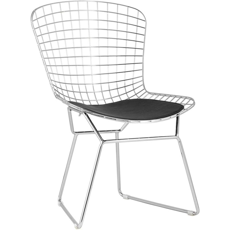 Стул Bertoia Chair Хромированный с Черной подушкой Хром Черный в Орле | Loft Concept 