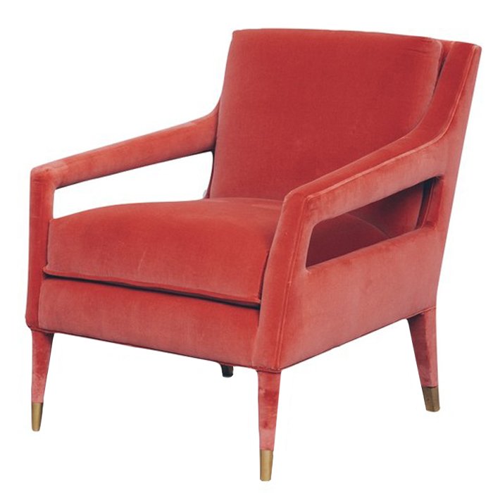 Кресло Open Arm Club Chair Красный Латунь Кресло Open Arm Club Chair Красный Латунь в Орле | Loft Concept