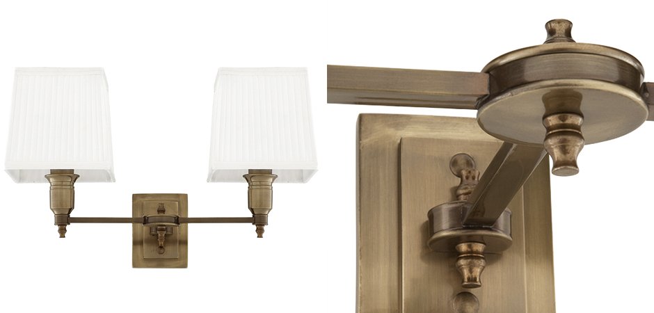 Бра Wall Lamp Lexington Double Brass+White Бра Wall Lamp Lexington Double Brass+White - Loft-Concept в Орле