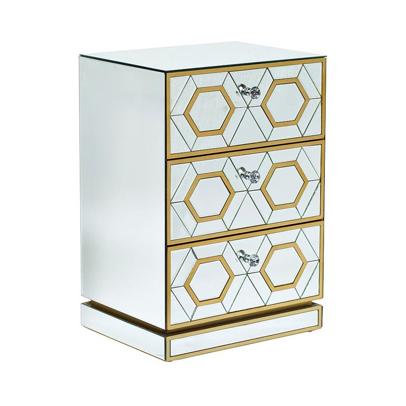 Комод зеркальный с 3-мя ящиками Mirrored Commode 3 drawers Золотой в Орле | Loft Concept 