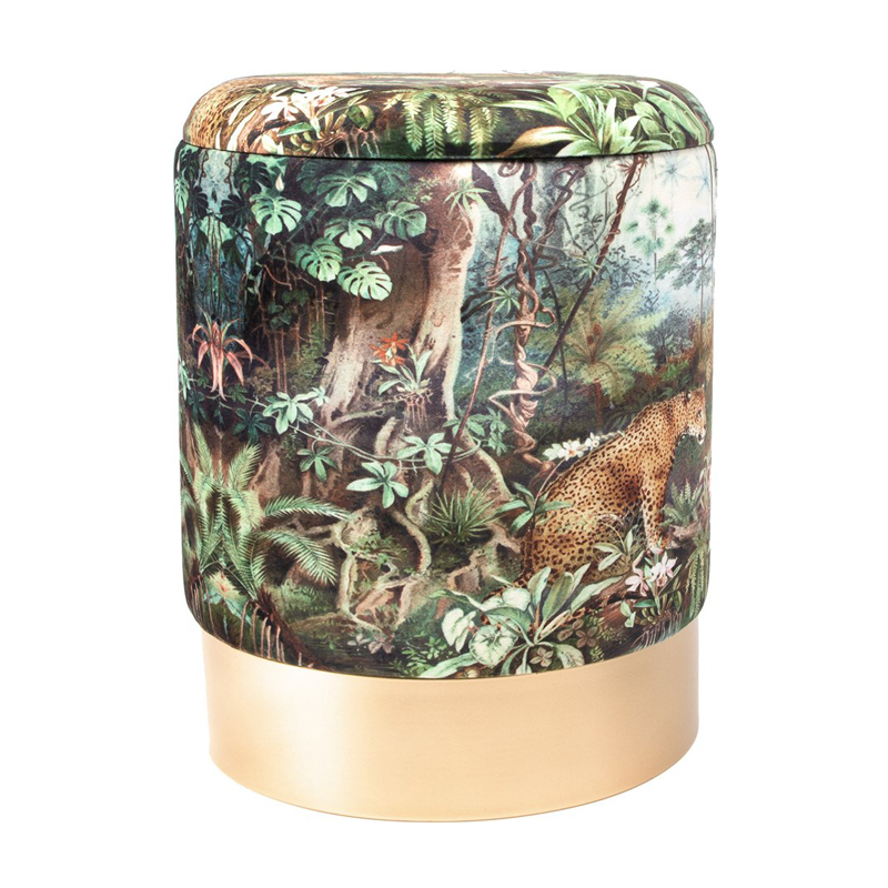 Пуф PUF Jungle Print lynx Мульти Золотой Пуф PUF Jungle Print lynx Мульти Золотой в Орле | Loft Concept