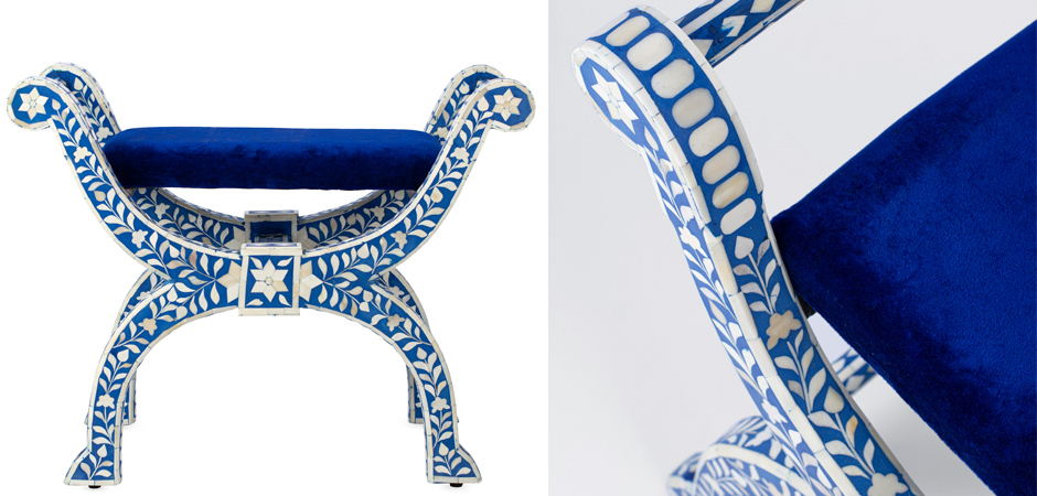 Табурет отделка кость голубой BONE INLAY Jenny Stool Табурет отделка кость голубой BONE INLAY Jenny Stool - Loft-Concept в Орле