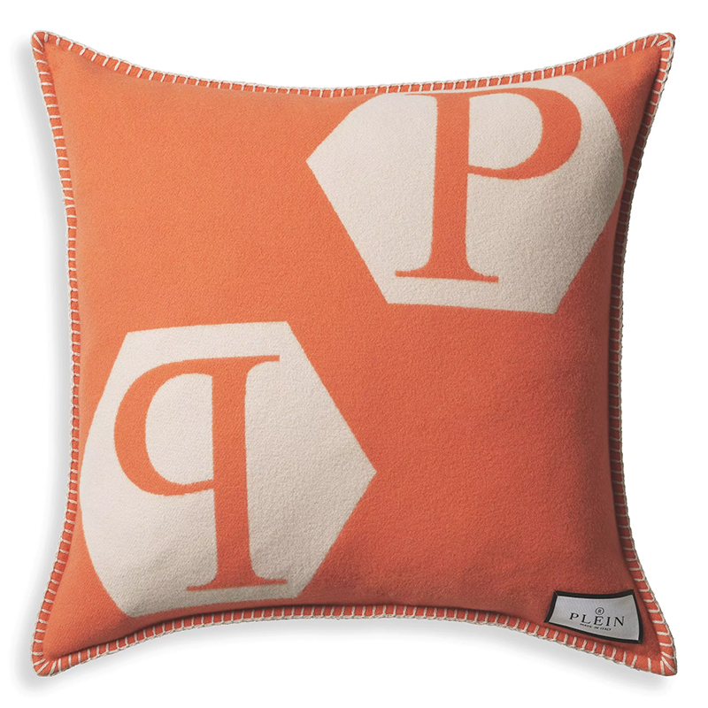 Подушка Philipp Plein Cushion Cashmere PP Logo 65 x 65 Orange Оранжевый Белый Подушка Philipp Plein Cushion Cashmere PP Logo 65 x 65 Orange Оранжевый Белый в Орле | Loft Concept