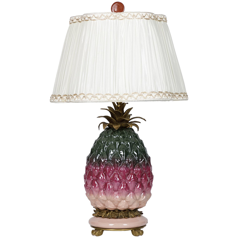 Настольная лампа с абажуром Pineapple Dark Green Purple Table Lamp Белый Бронза Зеленый Розовый Настольная лампа с абажуром Pineapple Dark Green Purple Table Lamp Белый Бронза Зеленый Розовый в Орле | Loft Concept