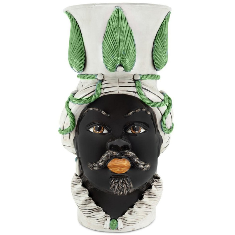 Ваза Vase Moro Man Giant With Leaf Green Бежевый Зеленый Черный Ваза Vase Moro Man Giant With Leaf Green Бежевый Зеленый Черный в Орле | Loft Concept