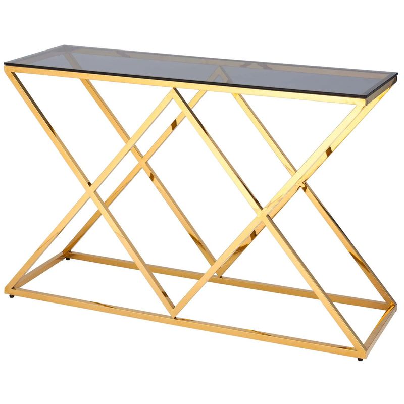 Консоль Geometry Rhombus Gold Золотой Стекло Смок Консоль Geometry Rhombus Gold Золотой Стекло Смок в Орле | Loft Concept