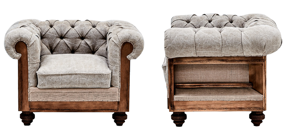 Кресло Deconstructed Chesterfield Armchair Gray Кресло Deconstructed Chesterfield Armchair Gray - Loft-Concept в Орле