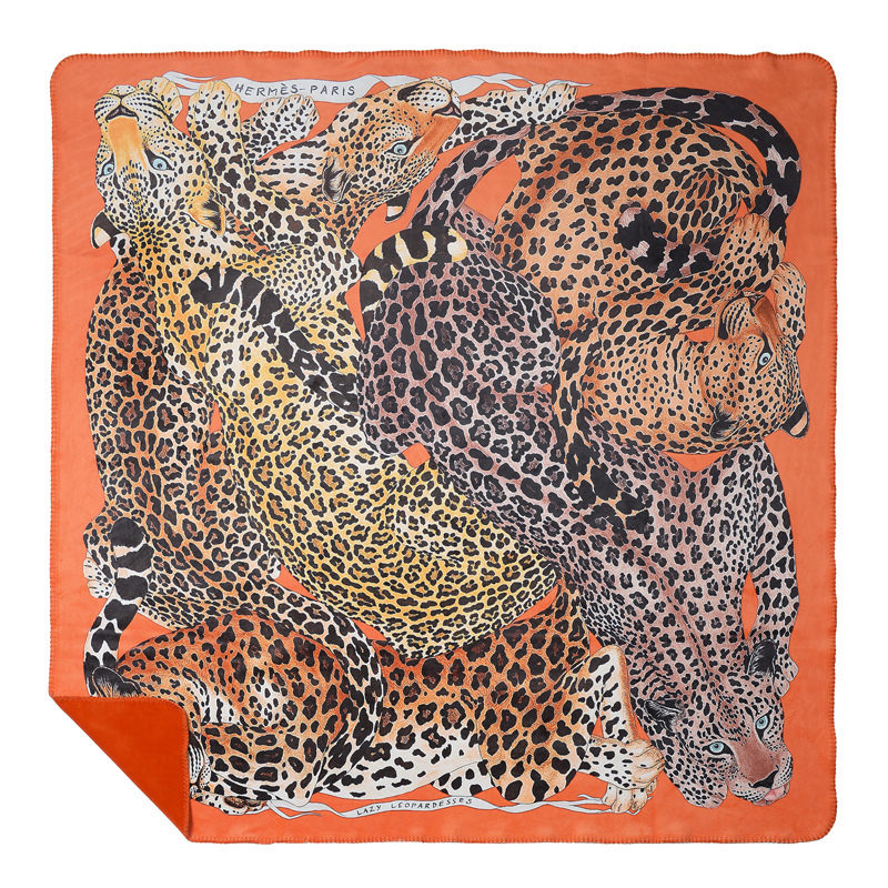 Плед Hermes Leopards Orange Оранжевый Коричневый в Орле | Loft Concept 